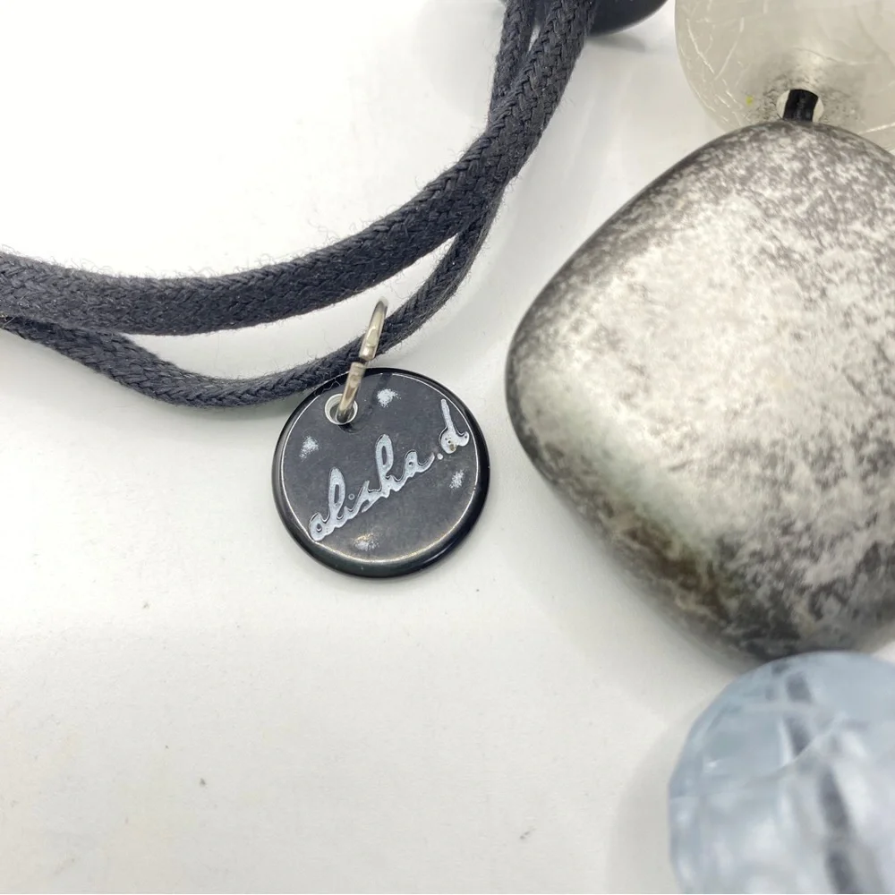 ALISHA D Blue & Gray Chunky Bead s Necklace Made In Italy